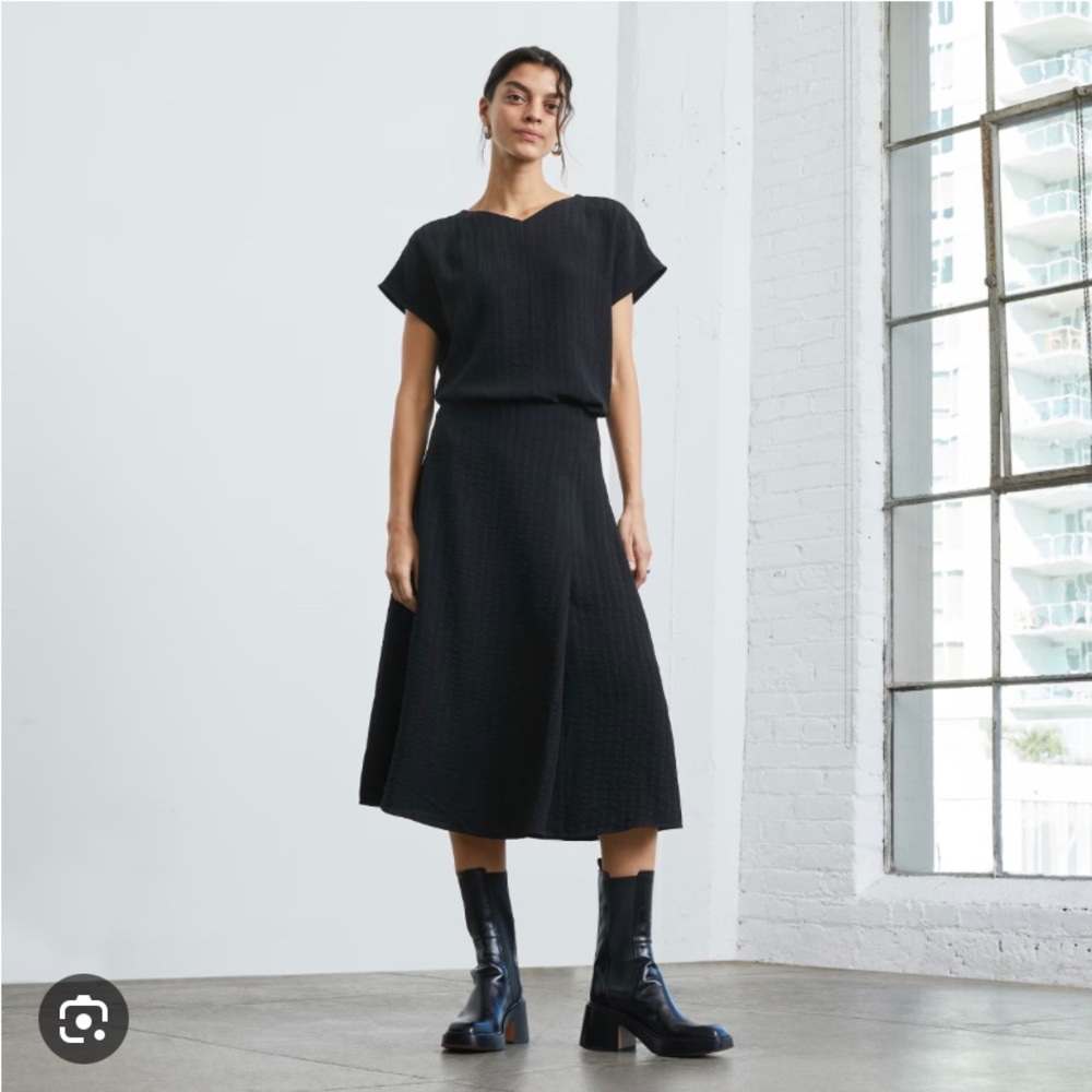 Everlane city stripe midi skirt